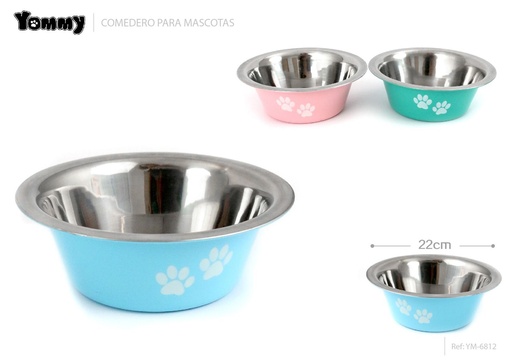[YM6812] Cuenco para perros de acero inoxidable 22cm para alimentación de mascotas