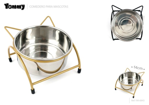 [YM6843] Cuneco individual de acero con soporte 14 cm - Accesorios para mascotas