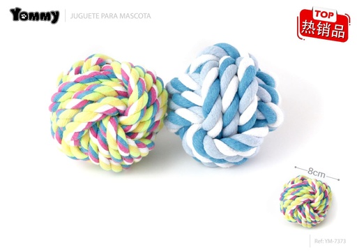 [YM7373] Juguete de cuerda con bola de nudos para perros 8 cm - Accesorios para mascotas