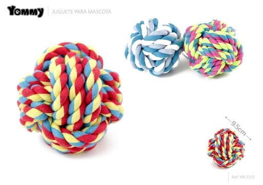 [YM7375] Cuerda con bola de nudos para perros 9.5 cm - Juguetes de cuerda