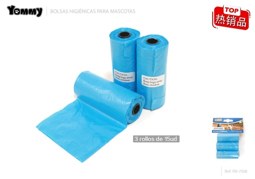 [YM7508] Bolsitas higiénicas para mascotas color sólido 3 x 15 - Accesorios para mascotas