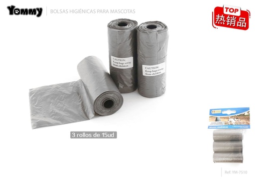 [YM7510] Bolsitas higiénicas para mascotas color sólido 3 x 15 - Accesorios para mascotas