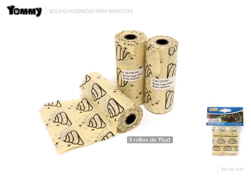[YM7522] Bolsa de excrementos amarilla 3*15 - Bolsas desechables