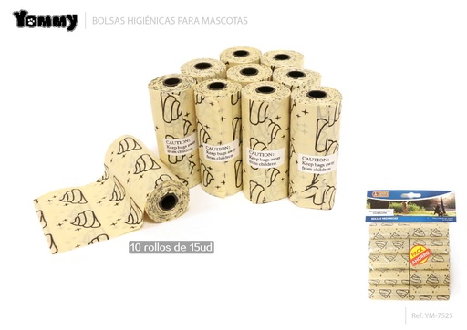 [YM7525] Bolsa de excrementos amarilla 10*15 - Accesorios para mascotas