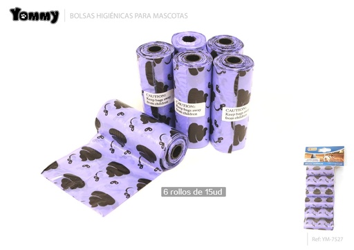 [YM7527] Bolsas de excremento decoradas 6*15 azules - Productos para mascotas