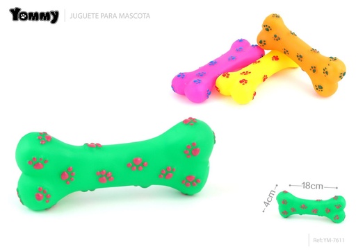 [YM7611] Juguete de hueso con huellas 18x8x4 cm - Juguete de goma para mascotas