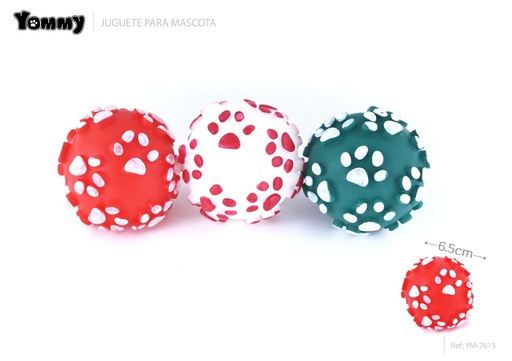 [YM7615] Juguete para mascotas bola con huellas 6.5cm para entretenimiento de mascotas