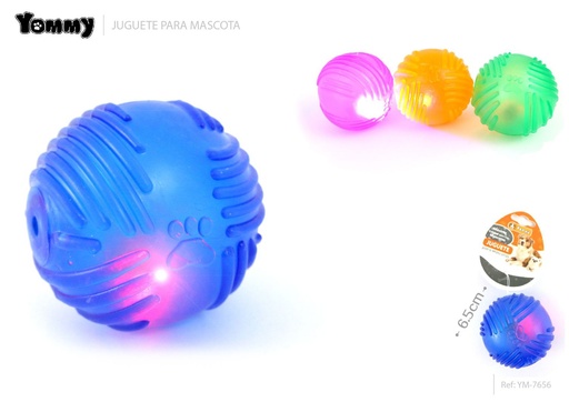 [YM7656] Juguete para mascotas TPR D 6.5 cm - Juguete luminoso para mascotas