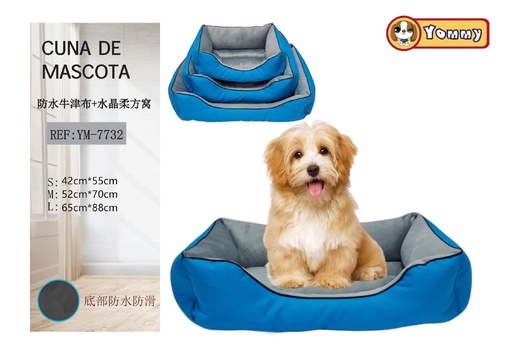 [YM7732] Cuna para mascotas de tela Oxford 3 piezas celeste - Cama para mascotas 