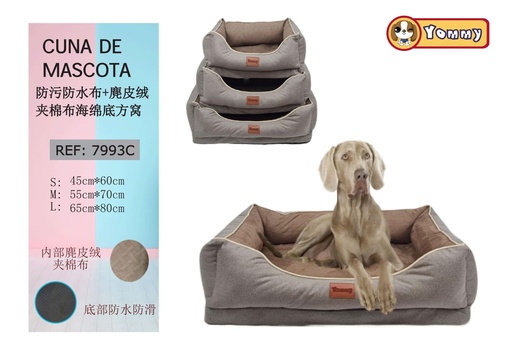 [YM7993C] Cuna de perro anti mancha 3 piezas beige y crema - Accesorios para mascotas y confort canino