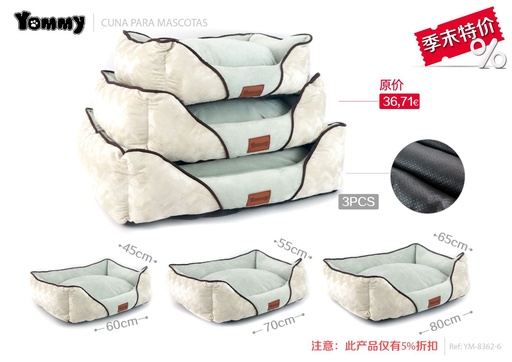 [YM8362-6] Cuna de perro de tela de cocodrilo y pelaje cristal ultra suave - Cama para mascotas 