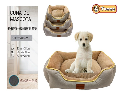 [YM8392-1] Cuna de perro en tela de tecnología y felpa marrón - Cama para mascotas 
