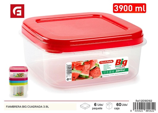 [A002754] Fiambrera grande cuadrada 3.9L para almacenamiento de alimentos