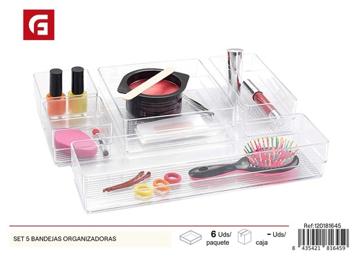 [120181645] Neceser organizador de maquillaje - 5 bandejas 