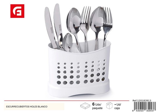 [120183913] Escurre cubiertos blanco con agujeros - Utensilios de cocina