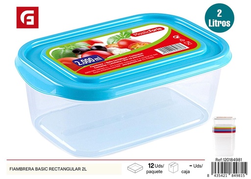 [A002761] Fiambrera rectangular básica 2L - Utensilios de cocina de plástico