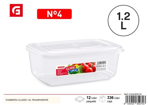 [A002718] Fiambrera clásica 1.2L transparente - Utensilios de cocina