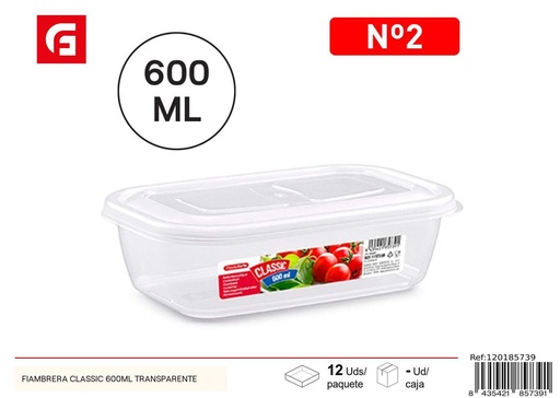 [A002715] Fiambrera classic 600 ml transparente - Utensilios de cocina de plástico