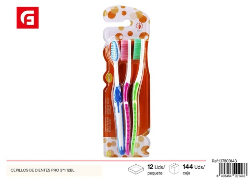 [137800143]  Cepillos de dientes Pro 3*1 12bl - Productos de cuidado personal