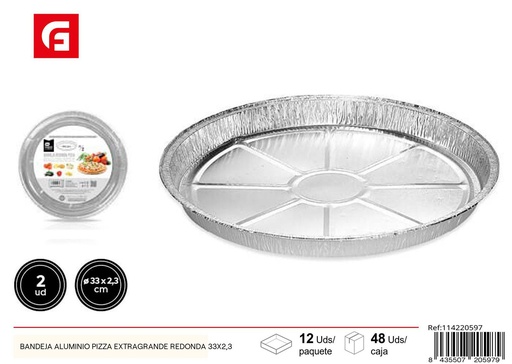 [114220597] Bandeja aluminio pizza extragrande redonda 33X2.3 - Utensilios de cocina 
