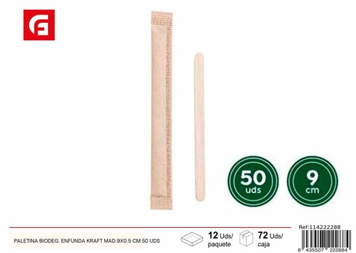 [114222288] Paletina biodegradable 9x0.5cm 50 unidades - Utensilios desechables