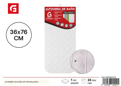 [188090229] Alfombra de baño blanca 36x76 cm - Alfombras de baño