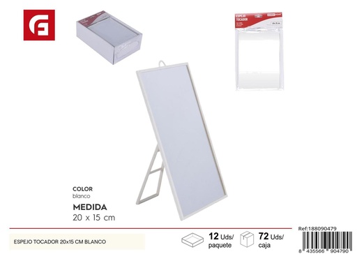 [188090479] Espejo tocador 20x15 cm blanco - Belleza y cuidado personal