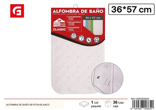 [188090664] Alfombra de baño blanca 36x57 cm - Antideslizante