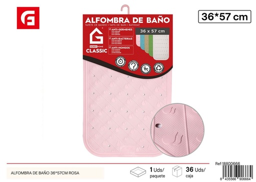 [18800666] Alfombra de baño rosa 36x57 cm - Antideslizante