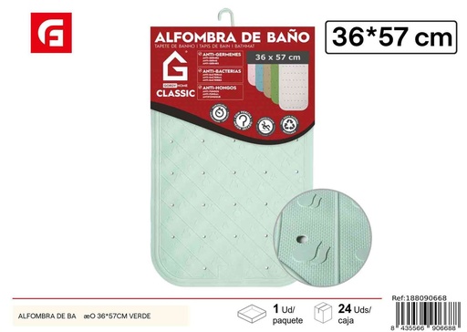 [188090668] Alfombra de baño verde 36x57 cm - Antideslizante