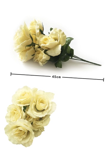 [6102008-15BEIGE] Ramo artificial de rosas grandes 7 cabezas - Flores para decoración