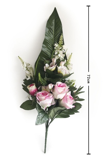 [8435588800179 G+ROSA-14] Ramo grande de flores artificiales (14 ramas con hojas grandes)