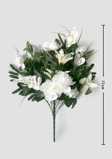 [8435588800193BLANCO-6103005] Ramo grande de flores artificiales de 19 ramas 72 cm - Decoración floral para el hogar