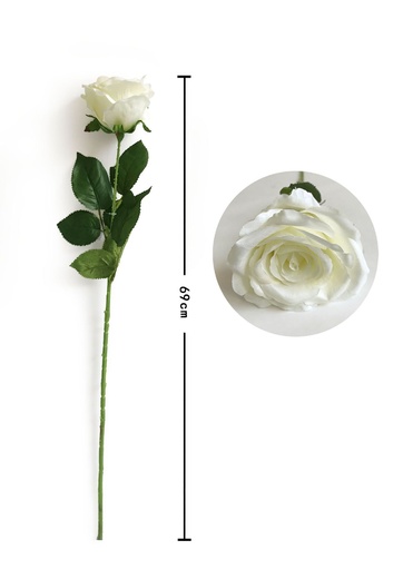 [6103004奶白色] Ramo de flores artificiales - Rosa grande en color crema