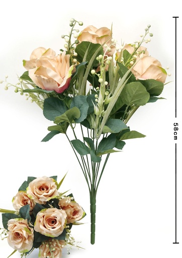 [630133PEACH] Ramo de rosas de 12 cabezas - Decoración floral decorativa