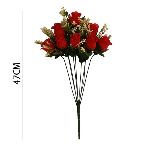 [6101084大红] Rama artificial pequeña de 10 cabezas - Ramos de flores