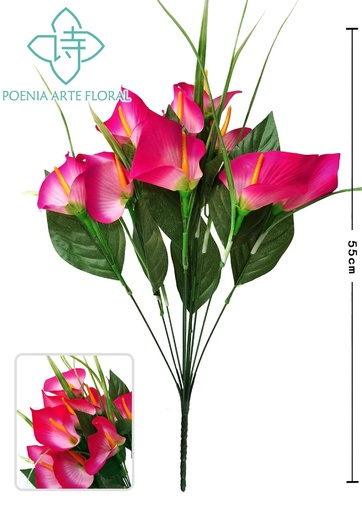 [630209玫红] Ramo de flores artificiales 10 cabezas - Decoración funeraria