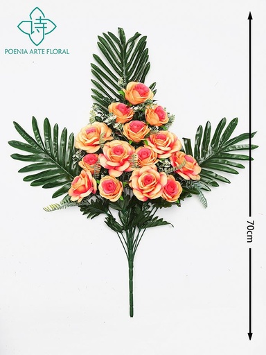 [630247-橙8435588850464] Peonía de 14 cabezas (naranja) - Flores artificiales