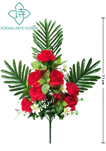 [630248-橙8435588850471] Flor artificial peonía naranja, 14 cabezas
