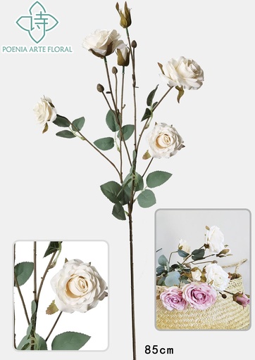 [630313浅粉] Ramo artificial 6 cabezas - Rosa pastel - Decoración floral