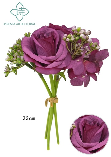 [630391-1] Flor artificial hortensia beige y morado para decoración