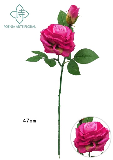 [630394-玫红] Rama de rosa artificial de dos extremos - Decoración floral