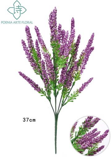 [8435588852185-白色] Planta artificial lavanda 5 ramificaciones para decoración del hogar