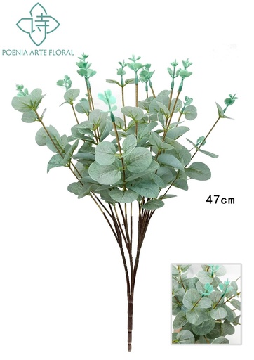 [630431灰色] Ramo de eucalipto artificial con 16 ramas para decoración