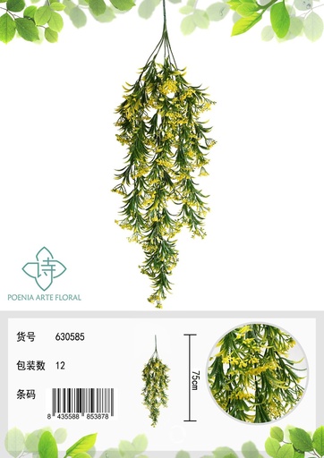 [630585-1红色] Decoración de pared con flores pequeñas 75cm para hogar