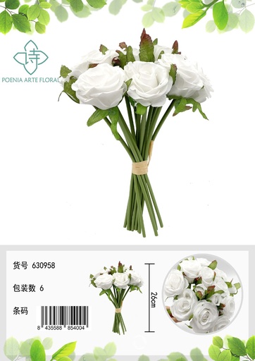[630598-大红] Ramo de flores artificial 14 cabezas - Bouquets