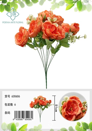 [630606-橘色] Ramo decorativo artificial Irish 51cm para decoración de hogar