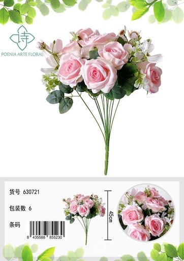 [630721蓝色] Ramo de flores artificiales rosas ángeles (11 cabezas)