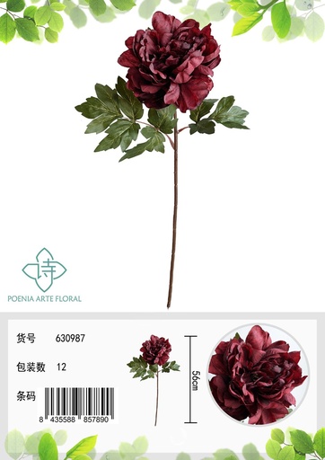 [630987红] Flor artificial anémona individual 28*12cm para decoración