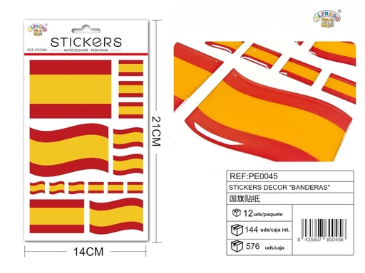 [PE0045] Stickers decorativos banderas 14x21cm, para manualidades
